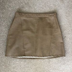 Zara High-Waisted Camel Brown Faux Leather Skirt